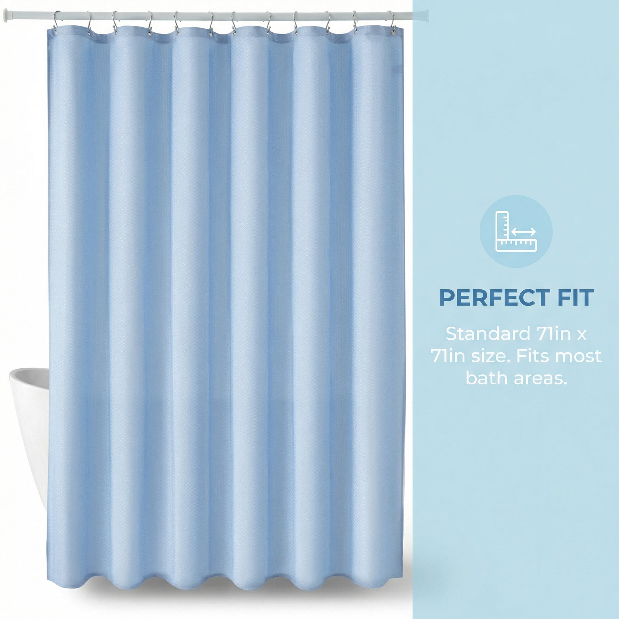 Unique Bargains Geometric Shower Curtain Sets with 12 Hooks Blue 71"W x 71"L
