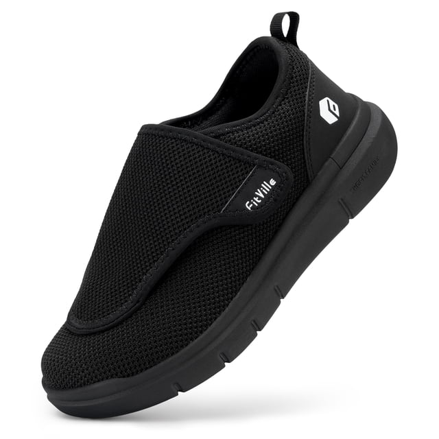 FitVille zapatos Extra anchos para diabéticos, zapatos ajustables para caminar para ancianos, ortopedia, pies anchos, pie hinchado, alivio del dolor