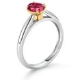thumbnail image 3 of Gem Stone King 925 Sterling Silver and 10K Yellow Gold Pink Tourmaline Solitaire Engagement Ring for Women (0.85 Cttw, Oval 7X5MM, Gemstone October Birthstone, Available in Size 5, 6, 7, 8, 9), 3 of 4