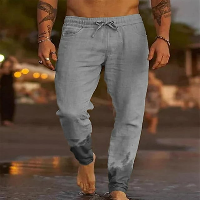 Amzcrzy Men's Pants Men's Solid Color Drawstring Fashionable Casual Pants Full Length Pants Mens Slacks Pants for Men Men's Clothing Slacks for Men Men Clothing