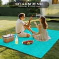 thumbnail image 4 of Turquoise Plaid Outdoor Rug 5x8 Ft - Reversible Patio Rug Outdoor Camping Rugs, Geometric Leaf Diamond Morocco Abstract Indoor Outdoor Area Rugs, Non-Slip Outdoor Carpet Runner for Deck/Porch, 4 of 8