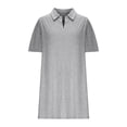 thumbnail image 4 of Ovzne Robes pour Femmes Robe pour Femme Robe Décontractée Unie à Col à Revers Ample Robe de Vacances à Manches Courtes Liquidation, 4 of 7