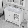 thumbnail image 3 of Harper & Bright Designs 36" Bathroom Vanity with Ceramic Basin, Bathroom Storage Cabinet with Two Doors and Drawers, Solid Frame, Metal Handles, White, 3 of 13