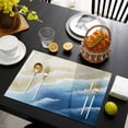 thumbnail image 3 of Navy Blue Ombre Beach Placemats Set of 4, Summer Ocean Coastal Gradient Waves Placemats for Dining Table, Place Mats for Kitchen Tabletop, Waterproof Wipeable Dining Table Mats Set, 3 of 9
