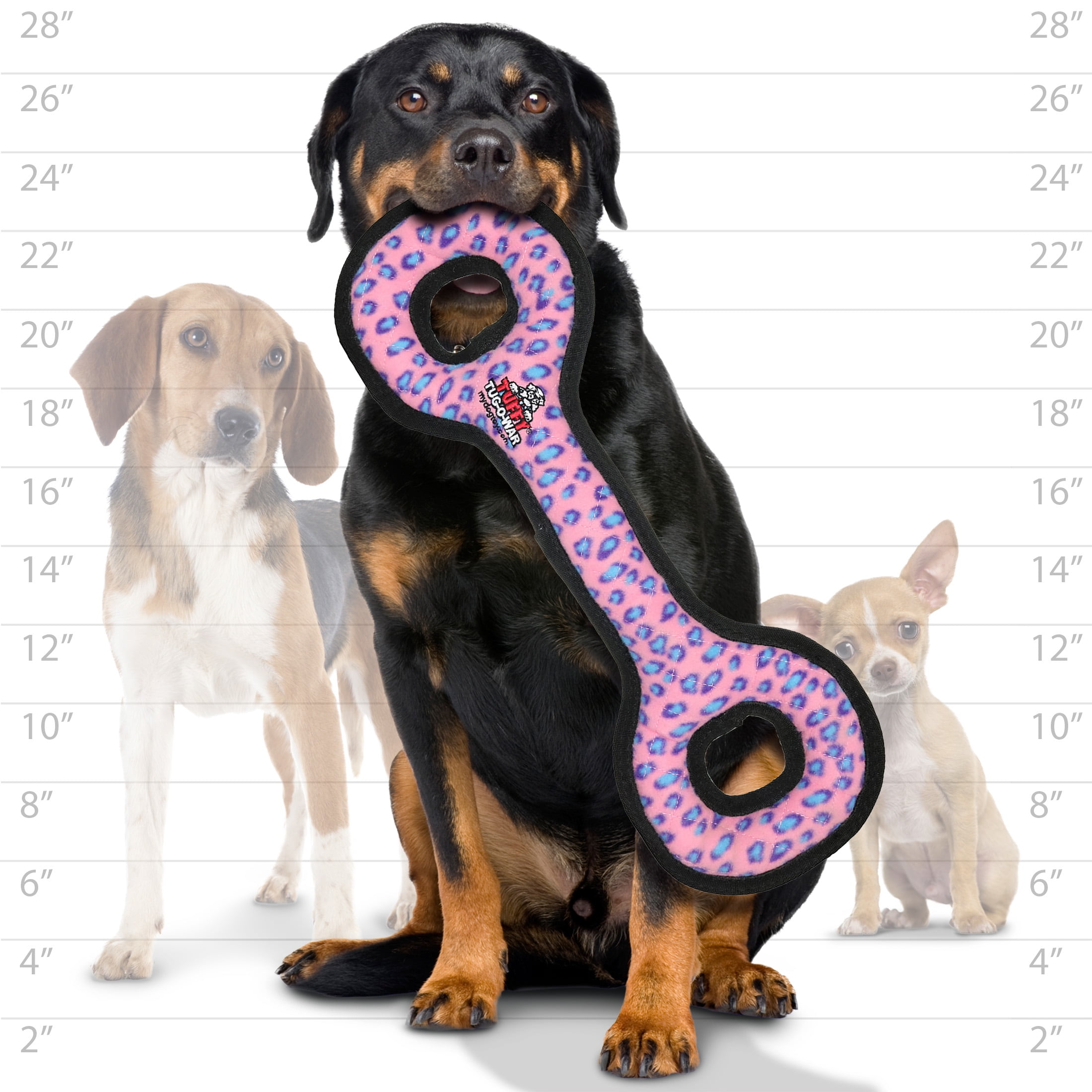 Tuffy Ultimate Tug-O-War Pink Leopard Durable Plush Squeaky Dog Toy