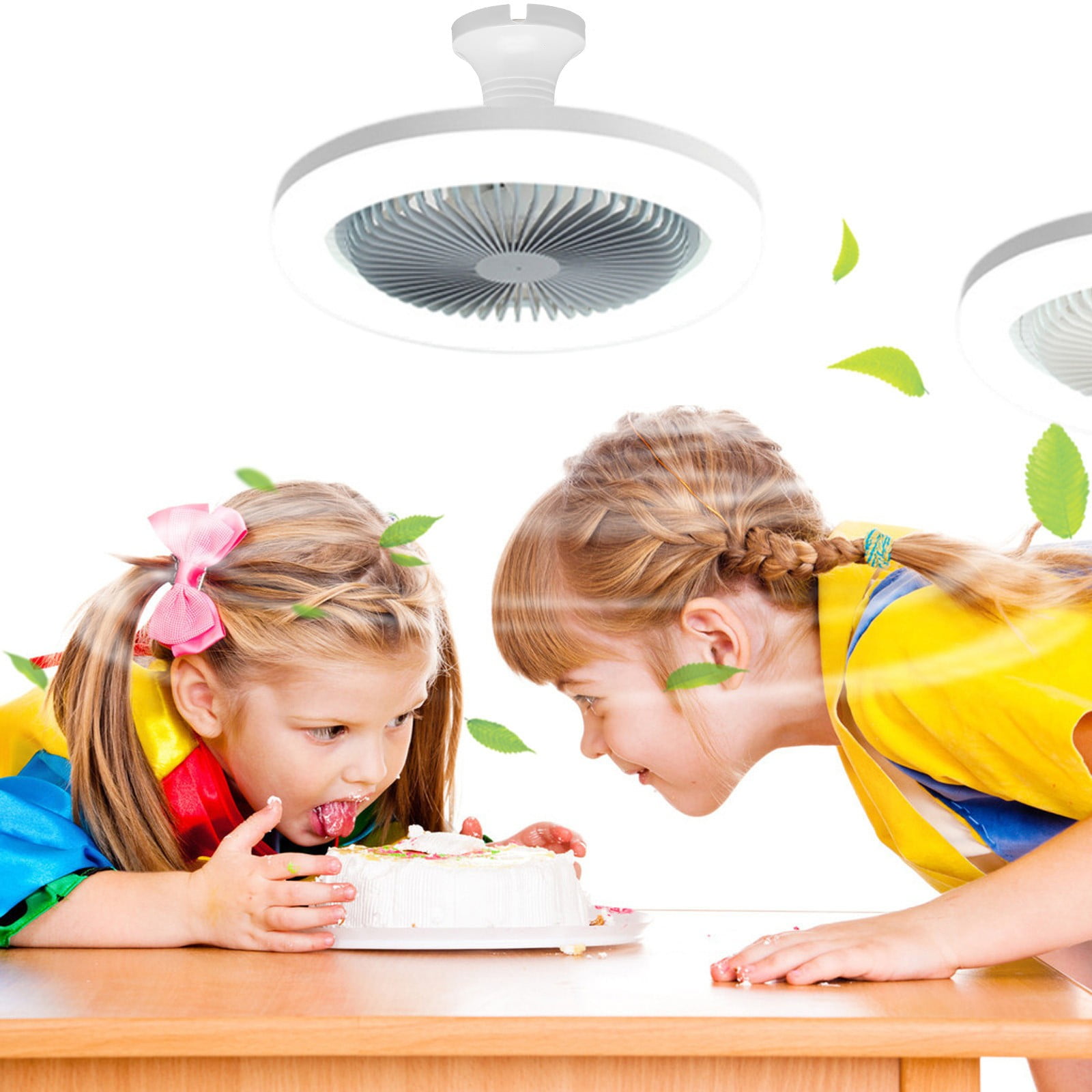 Byujiro E27 Screw-in 2-in-1 Ceiling Fan with LED Light Adjustable Speed Quiet Fan Light Combo Easy Install Fan with Light Socket for Bedroom, Living Room, Kitchen & Office Use