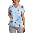 thumbnail image 3 of Women 250 Anniversary Usa Scrub Shirt Usa Flag Print Independence Day Patriotic Star Short Sleeve Tshirt V Neck Regular Fit Quick Dry Nursing Uniforms with Pockets, #01 Light Blue, 4XL, 3 of 4