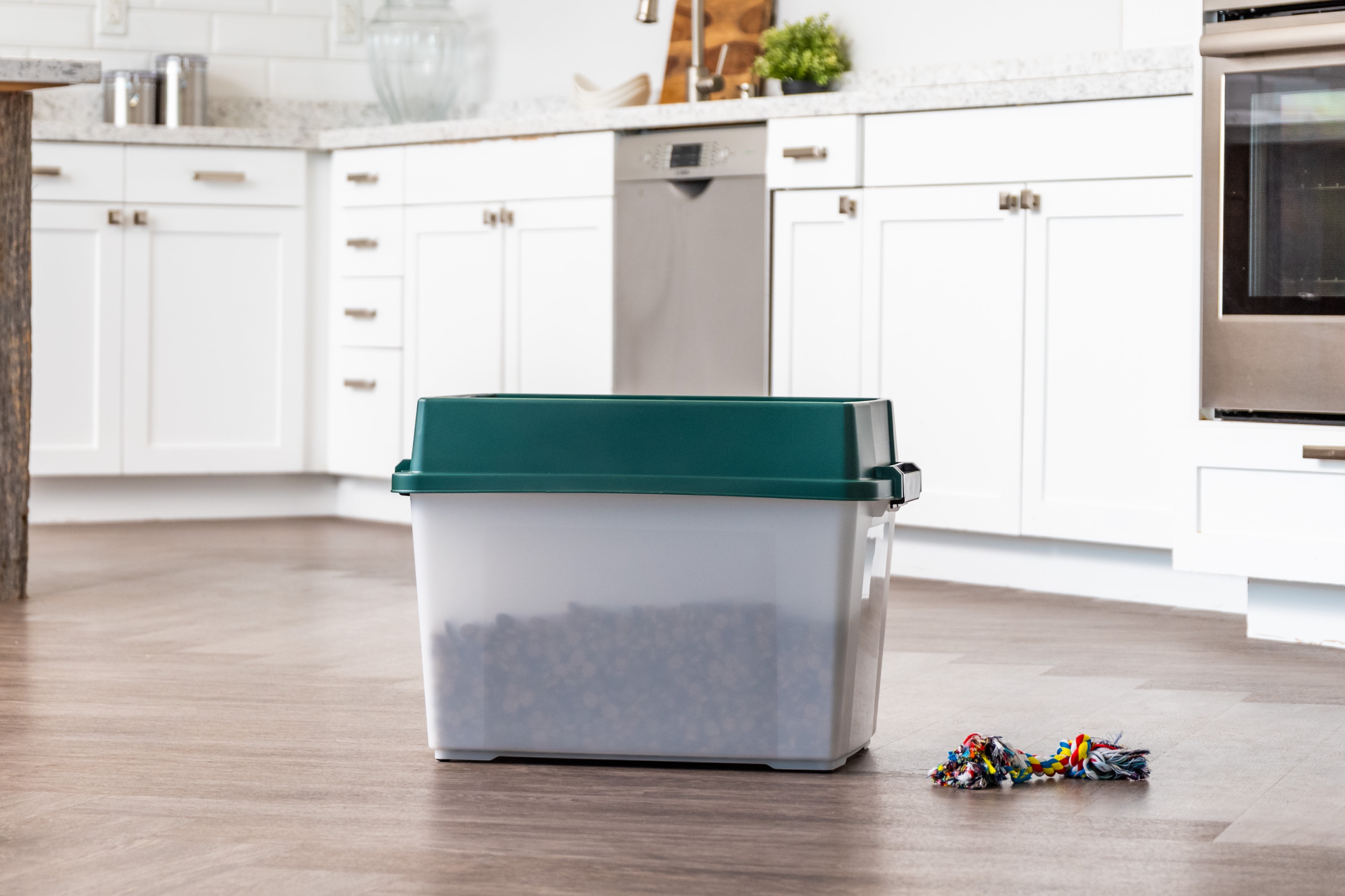 Remington 47 Lbs/45 Qt Large Elevated Dog Food Bowl with Airtight Pet Food Storage Container, Green