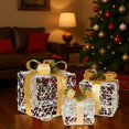 thumbnail image 2 of Christmas Lighted Gift Boxes Set of 3 – Battery Operated LED Present Boxes with Red Ribbon Bow, Indoor Outdoor Holiday Decoration, 2 of 5