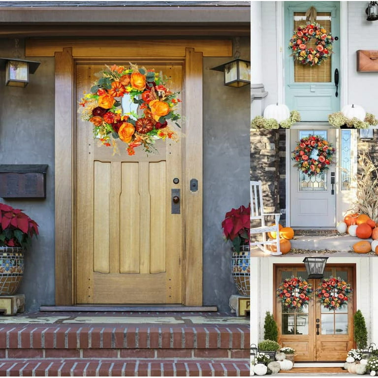 Fall Peony Pumpkin Fall Wreath Autumn Year Round Wreaths Door Artificial  Decor 口