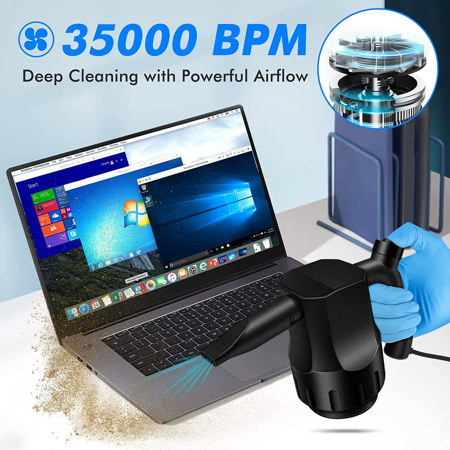 Super Power Electric Air Duster Dust Blower Computer Duster Canned Air Replaces for Cleaning Dust Hairs Crumbs Scraps for Computer Laptop Keyboard Electronics Compressed Air 