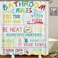 4Pcs Bathroom Rules Shower Curtain Sets With Rugs, Waterproof White