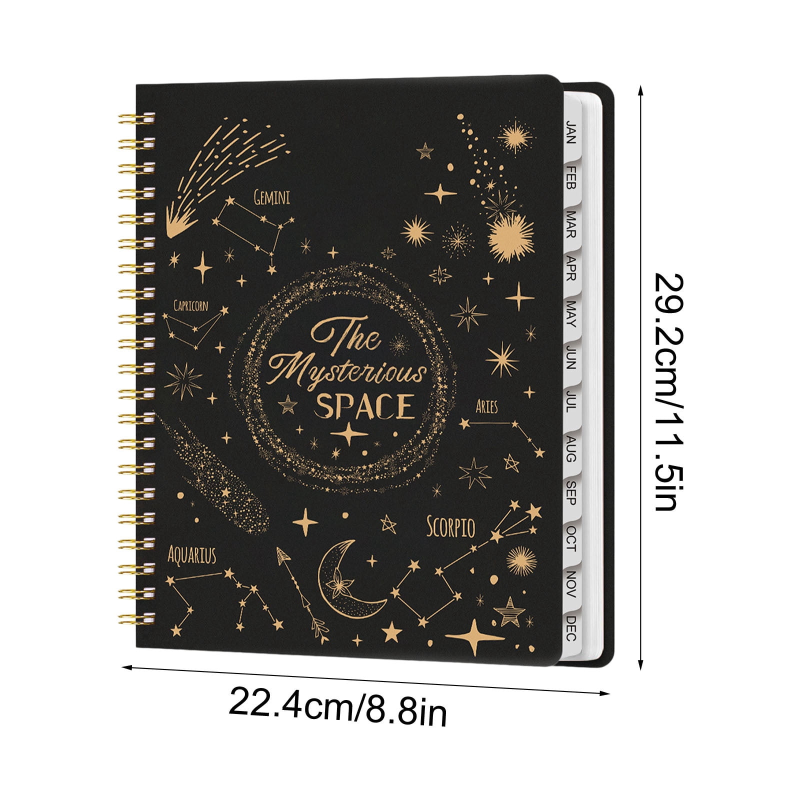 Tuvgenk Black Spiral Notebook A4 Subject Notebook Stars No Bleed Travel Diary with Separating Pages