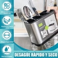 thumbnail image 4 of Organizador de Cubiertos, Escurridor de Cubiertos de Acero Inoxidable, Porta Cubiertos con 4 Compartimentos, Adecuada para Guardar Palillos, Cuchillos, Tenedores y Otros Cubiertos, 4 of 4