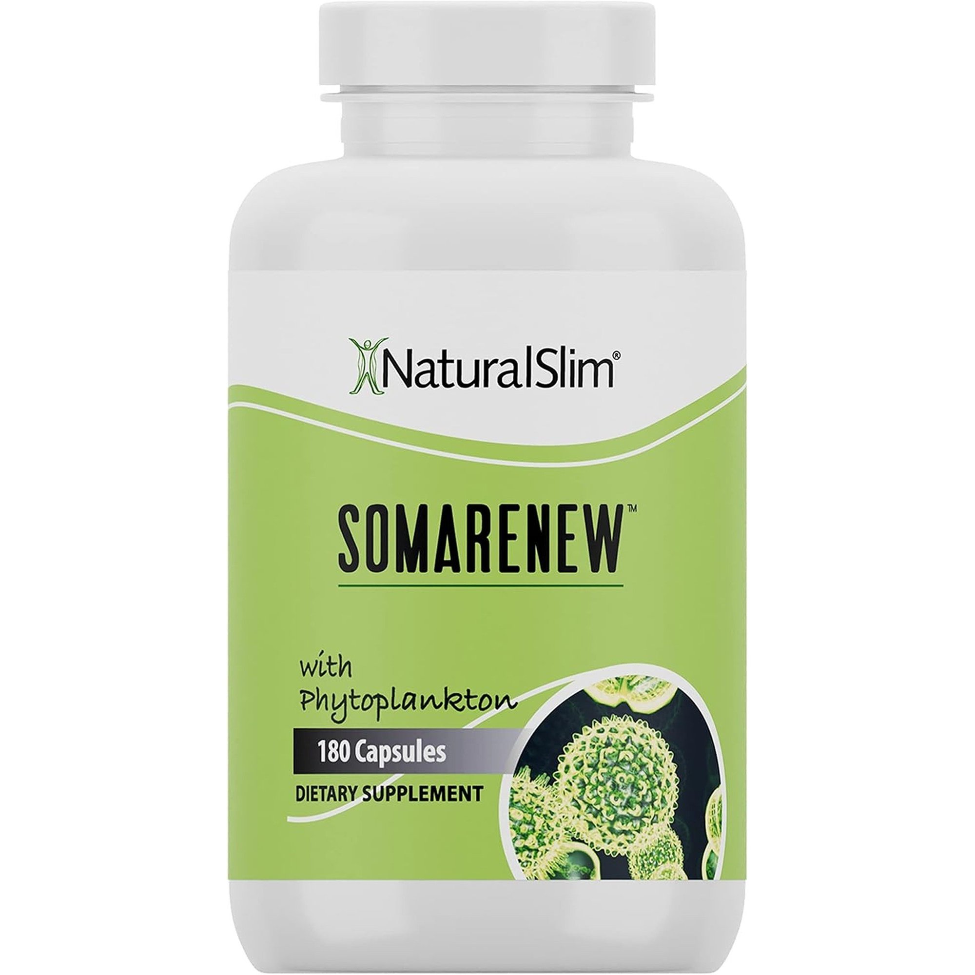 NaturalSlim Somarenew Metabolism Booster, Gut Cleanse, Energy Support & Full Body Cleanse Supplement with Marine Phytoplankton (Omega 3) & Black Fulvic Acid Superfood - 180 Vegetable Capsules