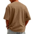 thumbnail image 5 of Men's Knit Round Neck Short Sleeve T-Shirt, Fashion Casual Pullover for Daily and Weekend Wear, Soft Stretchy Fabric Brown 3XL, 5 of 5