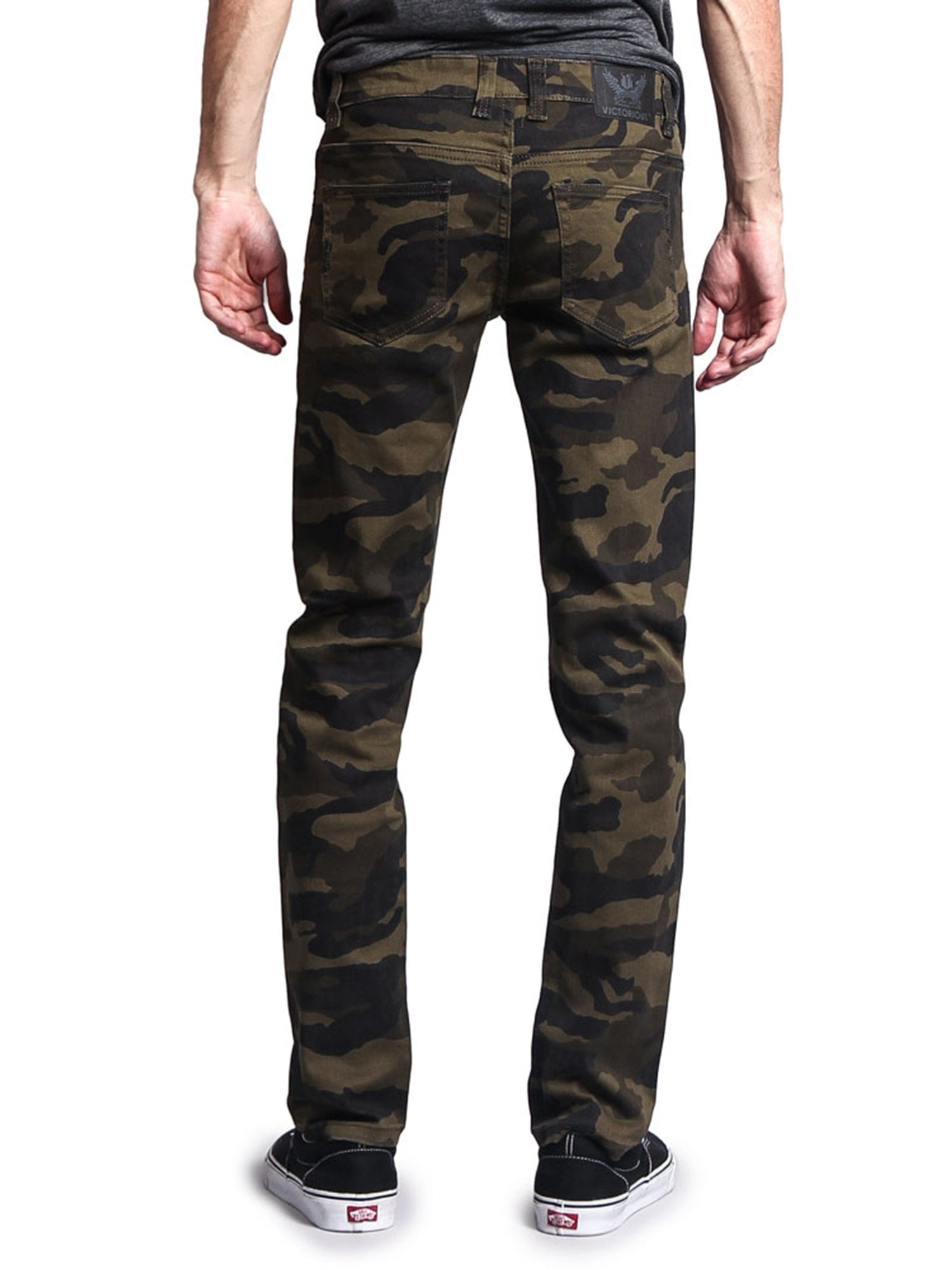 Victorious Mens Camouflage Skinny Fit Jeans AR169 - OLIVE Victorious Mens Camouflage Skinny Fit Jeans AR169 - OLIVE