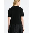 thumbnail image 3 of Free Assembly Women's Button-Front Bow Sweater with Short Sleeves, Midweight, Sizes XS-XXL, 3 of 6