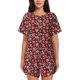 thumbnail image 1 of Fotbe Red Floral Conjunto de Pijama Estampado para Mujer, 2 Piezas, Ropa de Dormir con Camiseta de Manga Corta y Shorts Suaves-Medium, 1 of 6