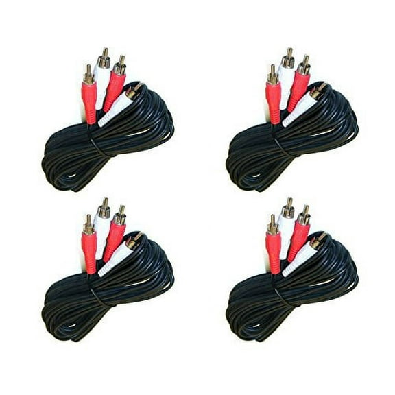 4 pack, 12 Feet 2 RCA Male to Male Audio Cable (2 White/2 Red Connectors)