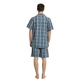 thumbnail image 6 of GLOBAL Men’s Cotton Short Sleeve and Shorts Yarn Pajama Set, Summer Soft Classic Plaid Loungewear with Pockets, Sizes 3XL, 6 of 6