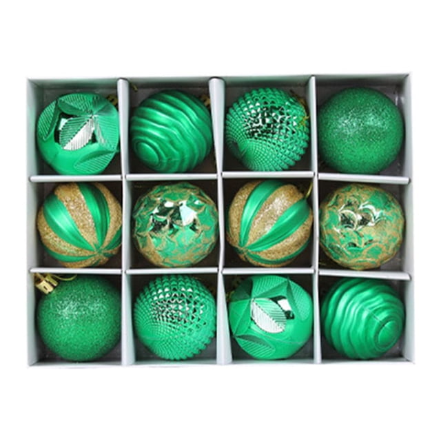 Paquete de 12 bolas de Navidad Yuarrent decoraciones de ambientes Verde