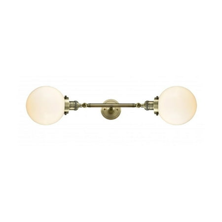 

Brushed Brass Tone Bathroom Vanity 8 Wide Clear Glass Steel/Cast Brass/Glass Medium Base LED 2 Light Fixture