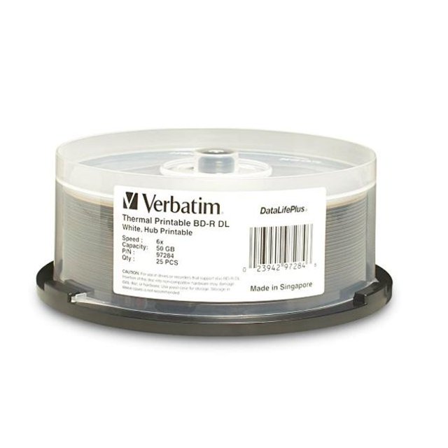 Verbatim Disque Thermique Blanc Imprimable Blu-ray Double Couche Enregistrable BD-R DL - 25 Disques