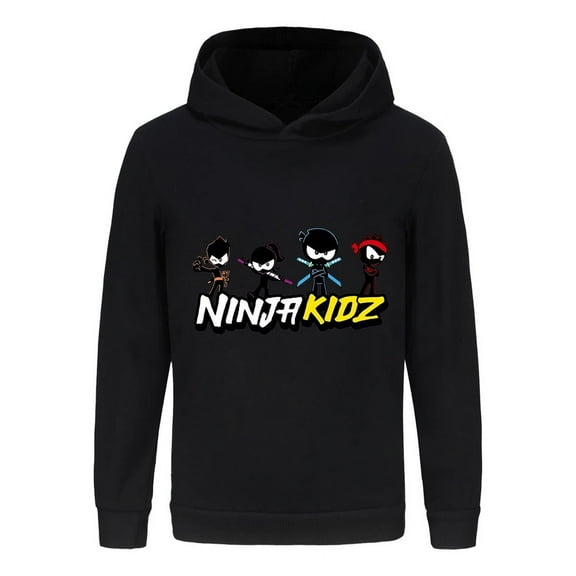 Kids Ninja Kidz Hoodie – Youth Pullover Sweatshirt with Cartoon Fighters, Boys Girls Top