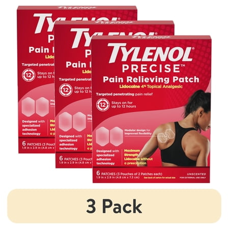 (3 pack) Tylenol Precise Pain Relief Patches, Max OTC Strength Lidocaine, 3 x 2 Count