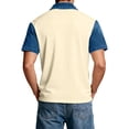 thumbnail image 6 of Blekii Men's Denim Patchwork Short Sleeve Polo Shirt Slim Fit Casual Button down Beige L, 6 of 7