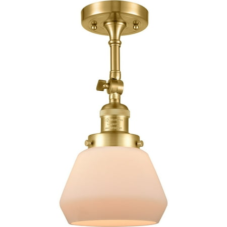 

Satin Gold Tone Semi Flush 7 Wide Steel/Cast Brass/Glass Medium Base LED 1 Light Fixture