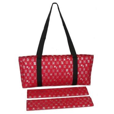 Mah Jongg Direct Red & Silver MJ Designer Logo Soft Replacement Case, includes two matching wraps and a bonus bag, (Replacement Soft Case Only - tiles, trays, racks and pushers not included)