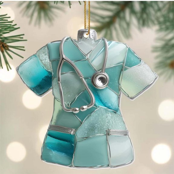 Nurse Appreciation Acrylic Ornament, Christmas Tree Decoration for Healthcare Professionals, Honoring Dedication During the Holiday Season(Blue)