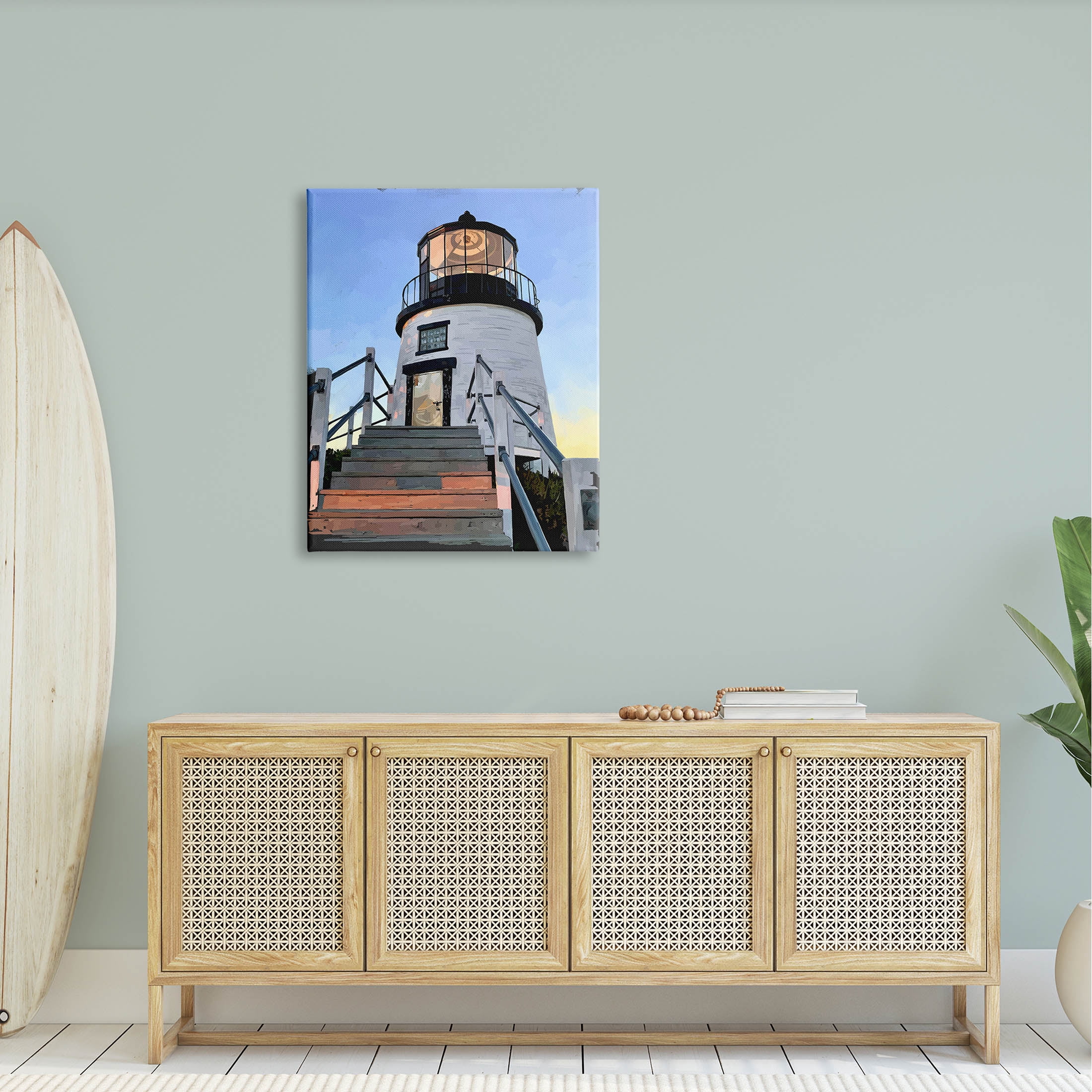 Coastal Lighthouse Beacon Coastal Graphic Art Gallery Wrapped Canvas Print Wall Art