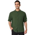 thumbnail image 1 of Camisa de lino para hombre Unique Bargains casual manga larga enrollable Verde M, 1 of 6