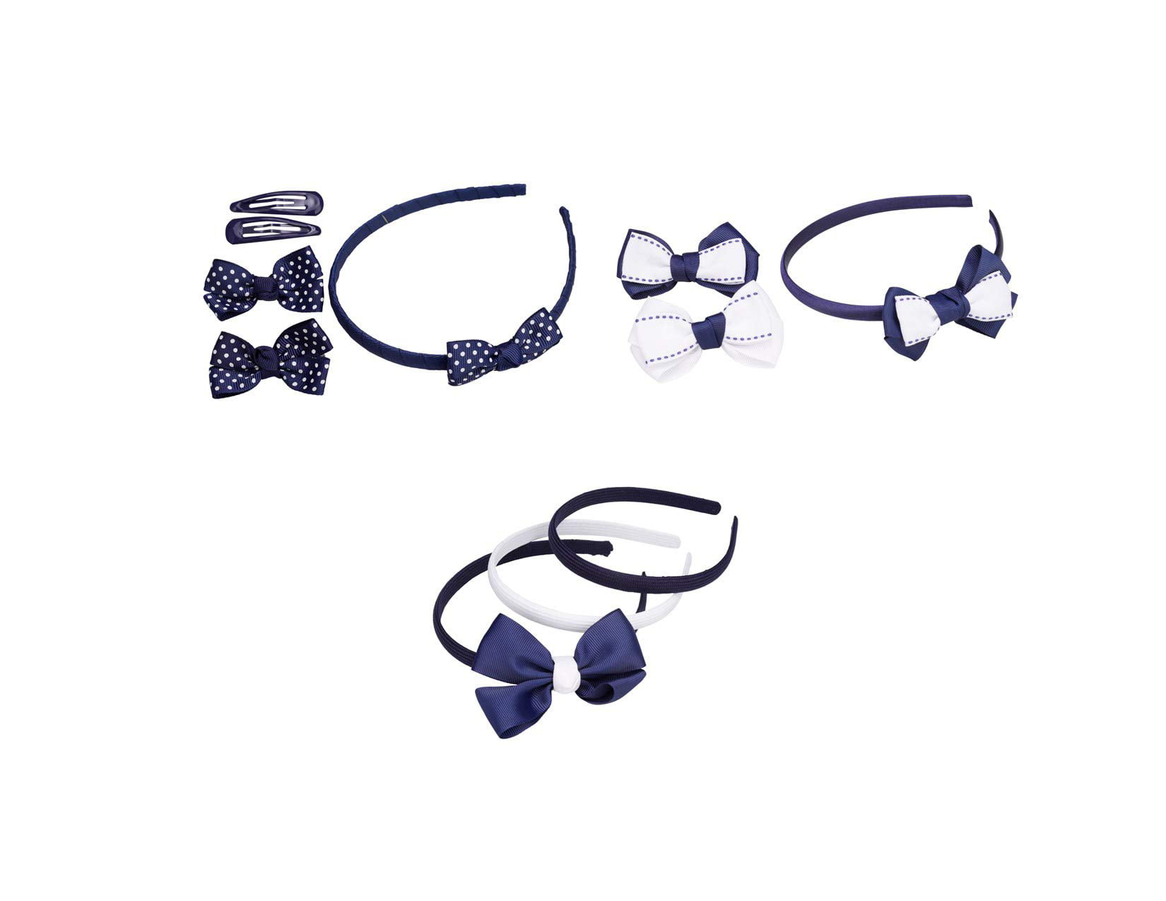 French Toast Girl's School Uniform Headbands and Bow Clips, 3-pack ...