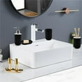 thumbnail image 5 of Set of 4 Apartment Bathroom Decor,Black Bathroom Accessories Set,Soap Dish and Mouthwash Cup,Plastic Soap Dispenser and Toothbrush Holder Set, 5 of 6
