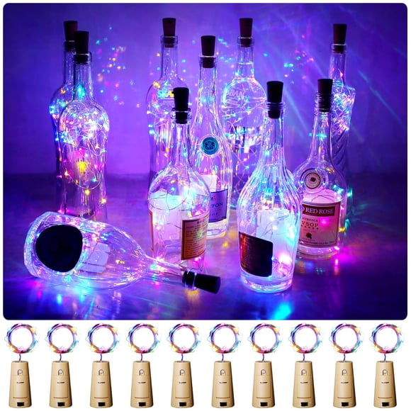 Luces para botellas de vino Aluan, paquete de 10 unidades, 20 LED Christmas Fairy