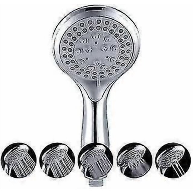 Hand Shower Head 5 In 1 Chrome. Powerful High Pressure Shower Head With 5 Modes. Water-saving Shower Head For Bathroom, Spa, Round 11cm