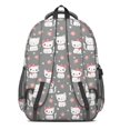 thumbnail image 3 of White Cat and Flower Gray Pattern Cute School Backpack Bag with Padded Back and Adjustable Shoulder Straps 16.9 X 12.6 X 5.9 Inches, 3 of 5