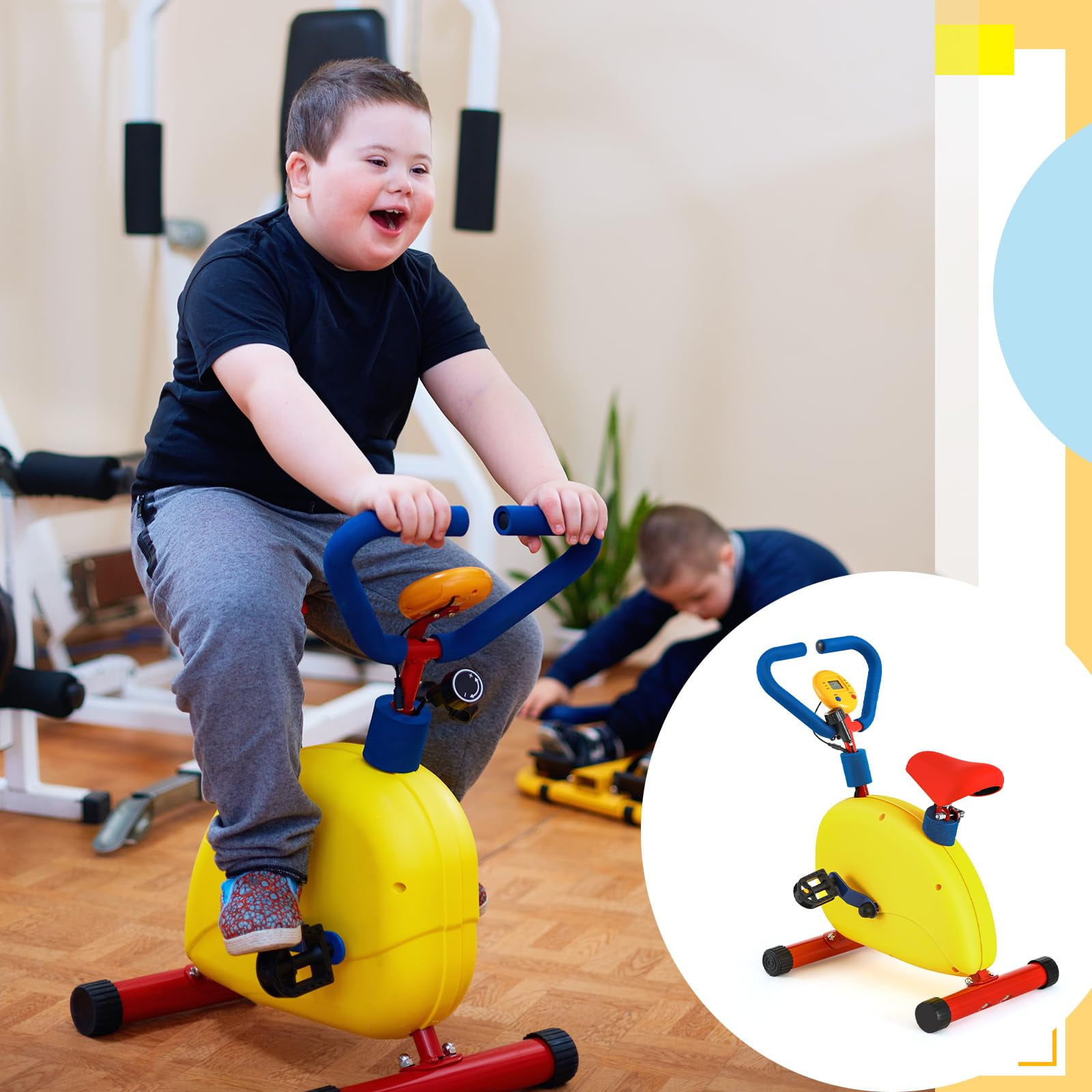Kids Fitness Exercise Bike Equipment, Childrens Exercise Bike with Adjustable Seat, Kids Stationary Bike Workout Equipment, Gift for Boys Girls