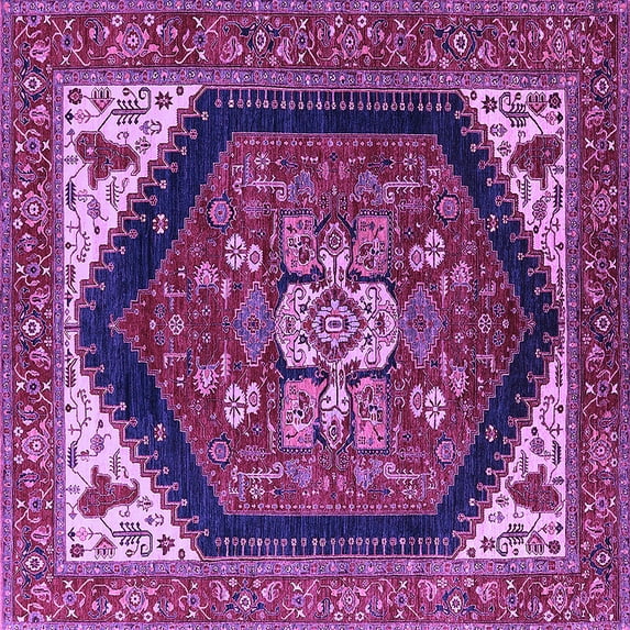 Ahgly Company Indoor Square Oriental Purple Industrial Area Rugs, 3' Square