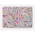thumbnail image 1 of 70s Party Bath Mat, Music Clef Groovy Psychedelic Doodles Hand Drawn Hippie Symbols Signs Artwork, Non-Slip Plush Mat Bathroom Kitchen Laundry Room Decor, 29.5 X 17.5 Inches, Multicolor, Ambesonne, 1 of 2