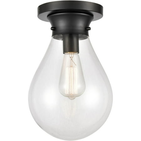 

Matte Black Tone Flush Mounts 8 Wide Steel/Glass Material Medium Base 1 Light Fixture