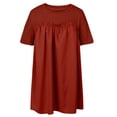thumbnail image 4 of Dress for Women Summer Pleated Mini Dress Crew Neck Short Sleeve Tunic Dress with Pockets, 4 of 5