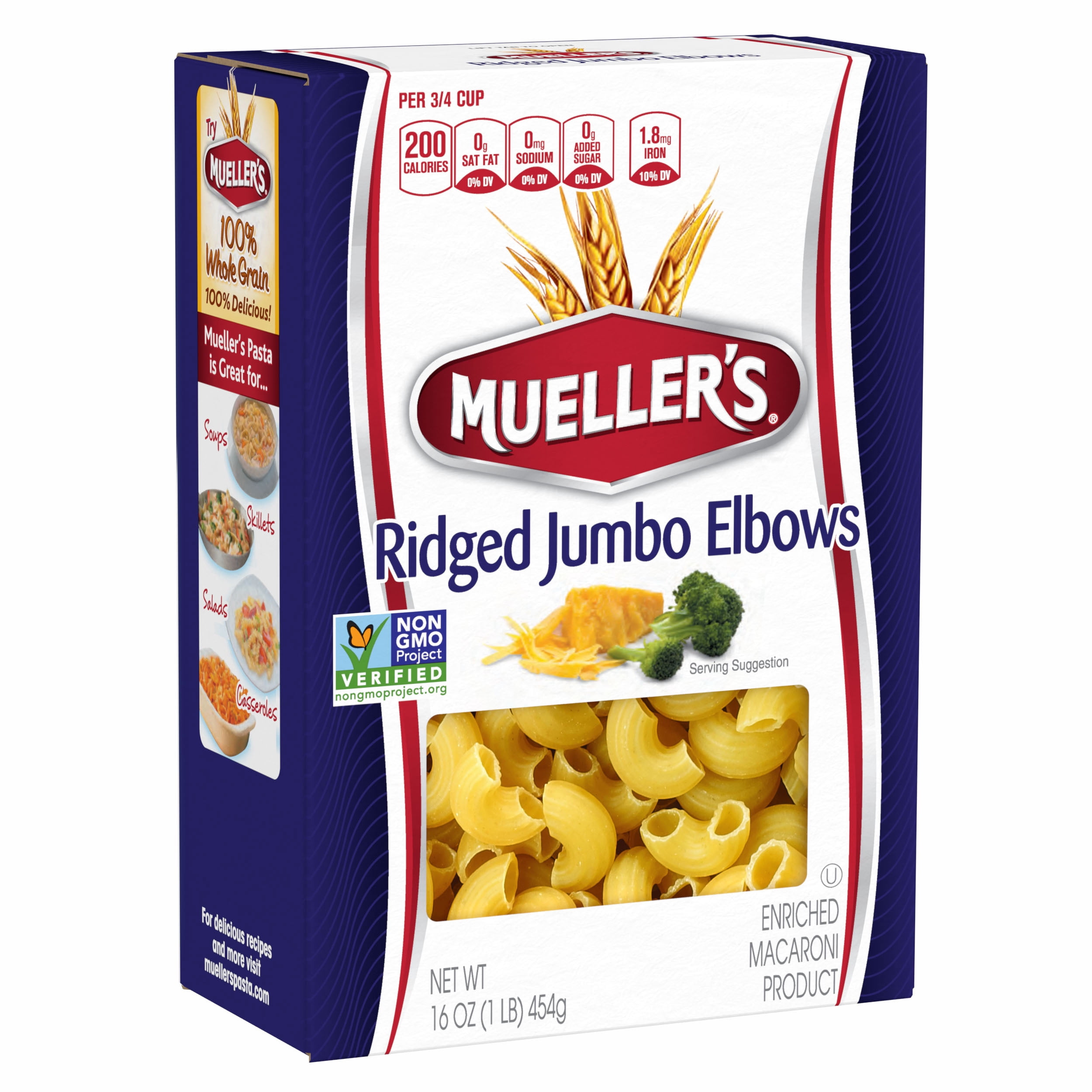 (2 pack) Mueller's Ridged Jumbo Elbows, 16 oz
