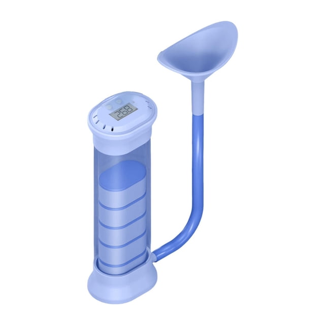 Dispositivo de ejercicios de respiración para entrenamiento de exhalación. Mancuerna para entrenamiento pulmonar. Azul