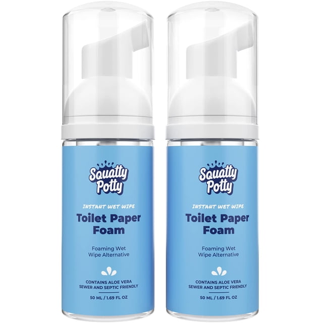 Squatty Potty Papel Higiénico Espuma Toallita Húmeda Instantánea Alternativa - 2 Paquetes 50 ml 1.69 Fl Oz