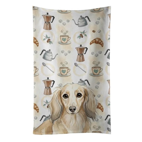 Carolines Treasures 25 x 15 in. Longhaired Cream Dachshund Coffee Bar Kitchen Towel